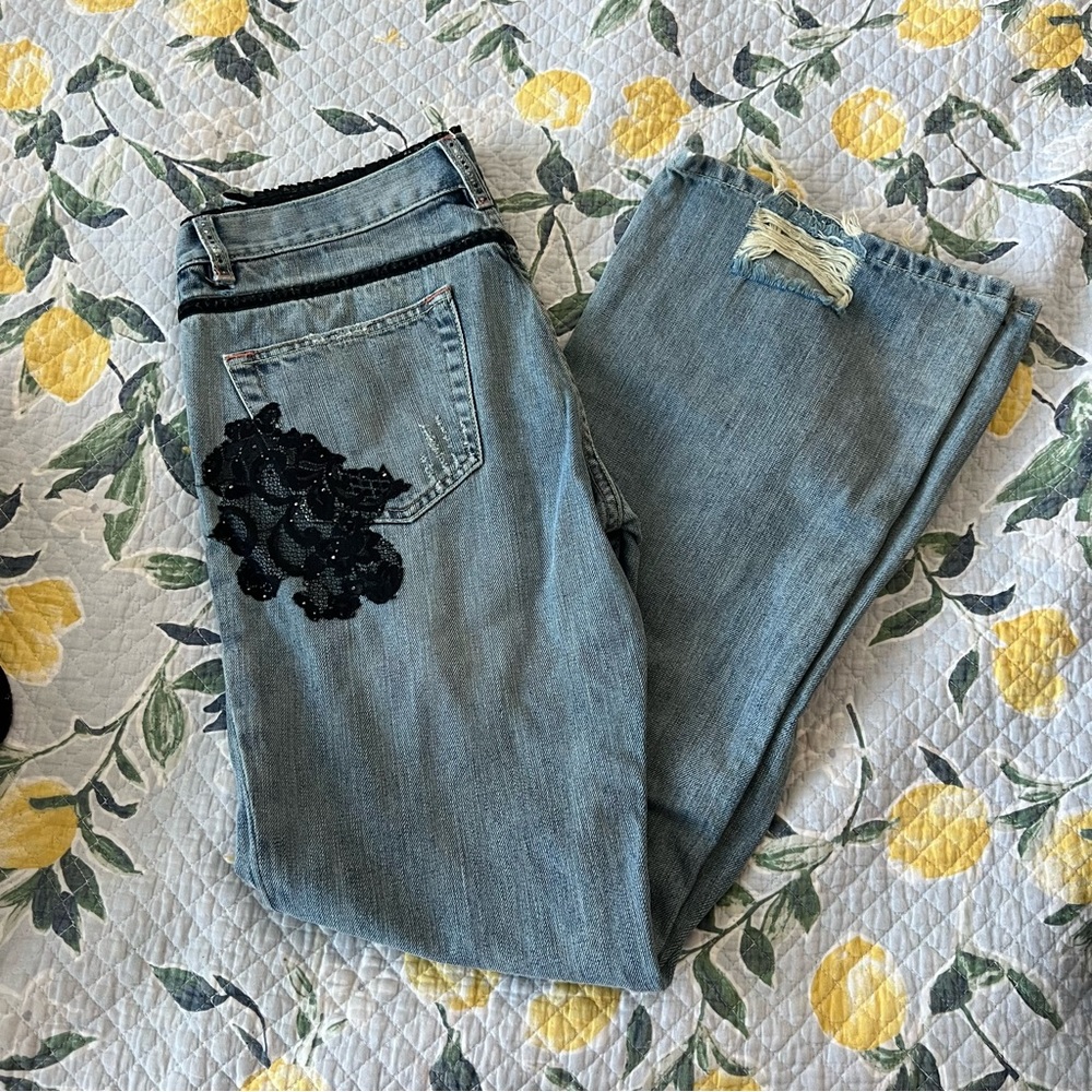 Lace boot cut jeans🖤